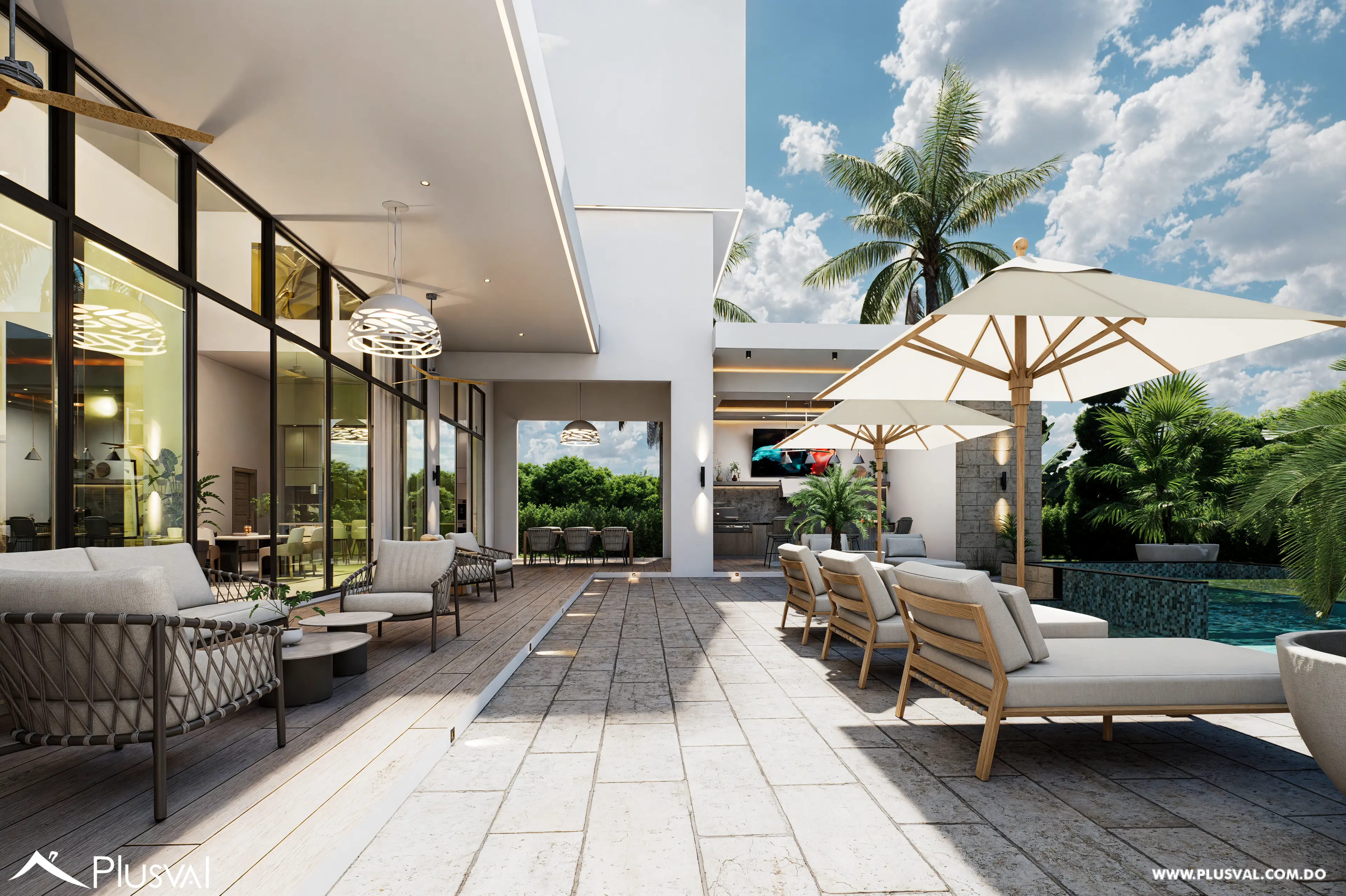 Villa de lujo con vistas panorámicas al Mar Caribe y Punta Espada Golf desde la piscina del segundo nivel 490199