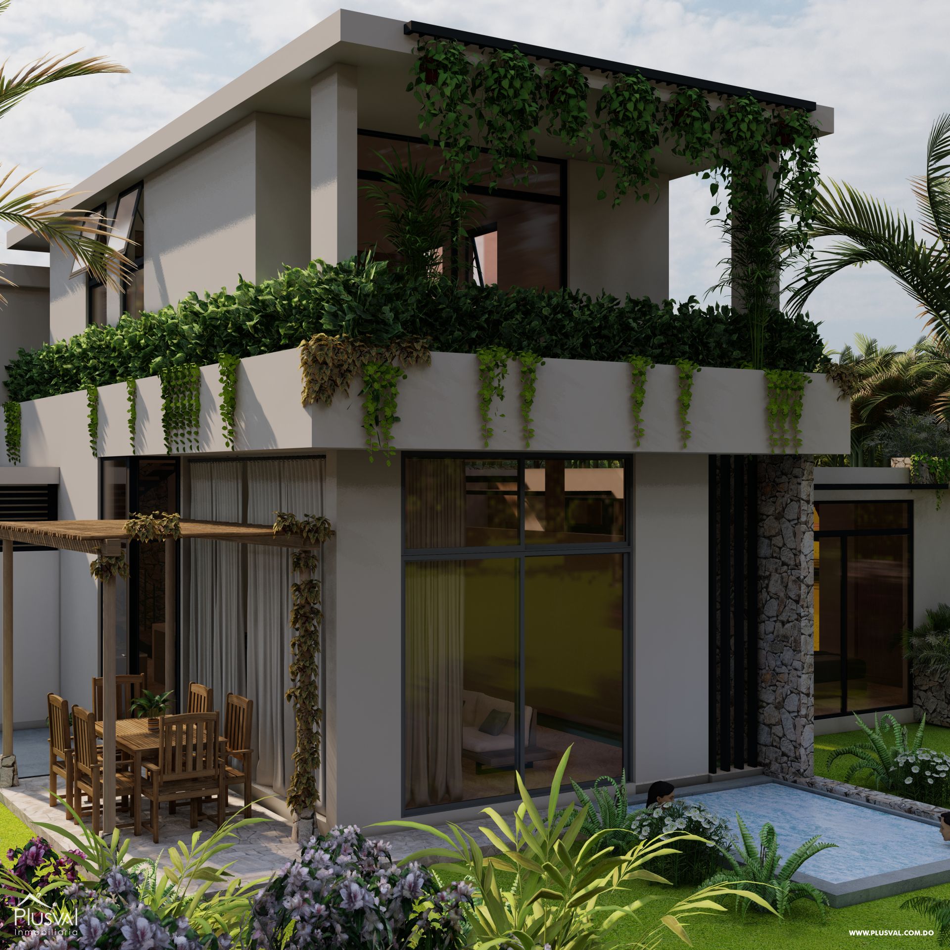 Villas en Bávaro, amplios metrajes de solar, una distribución integradas con la naturaleza. 348696