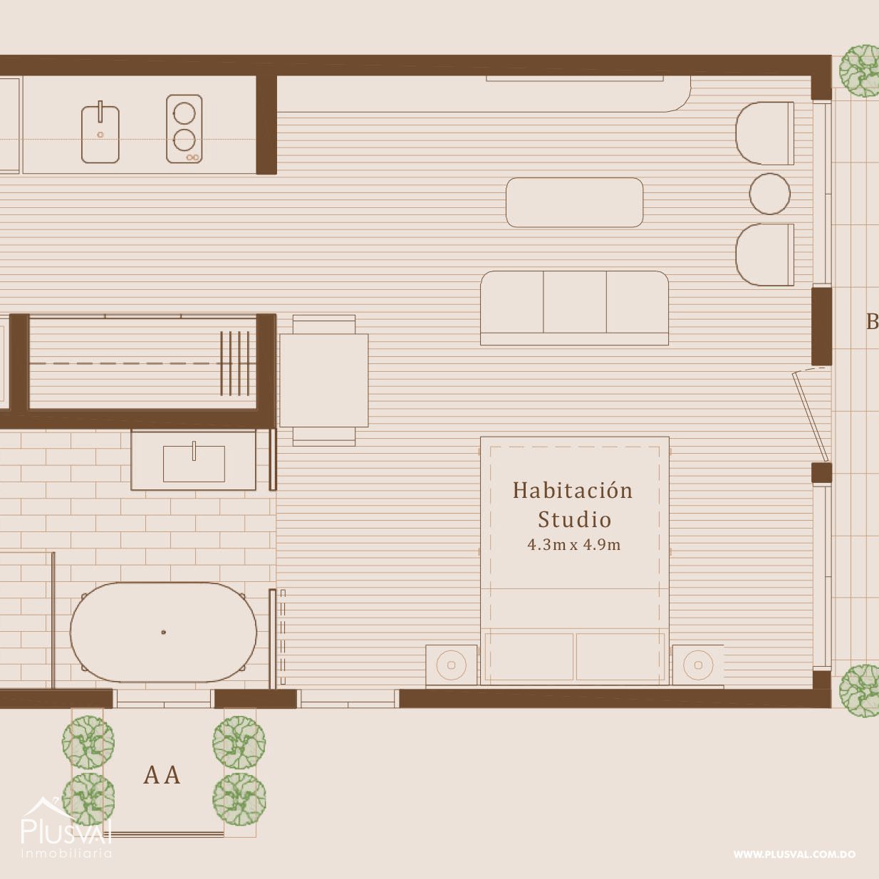 Apartamento en venta en Piantini de 1 habitación 272377