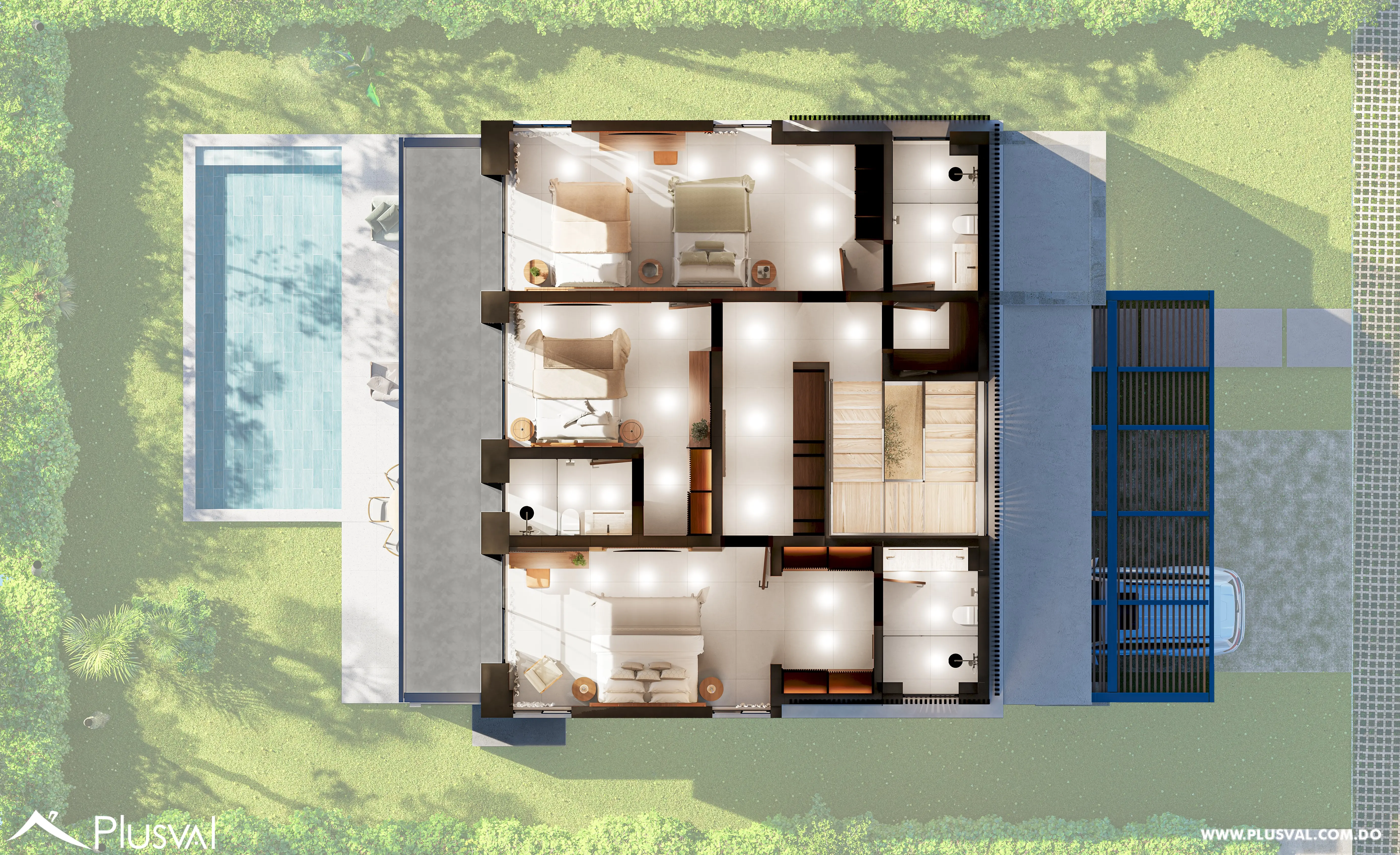 Villas en plano de 4 habitaciones en Cap Cana Punta Cana 478982