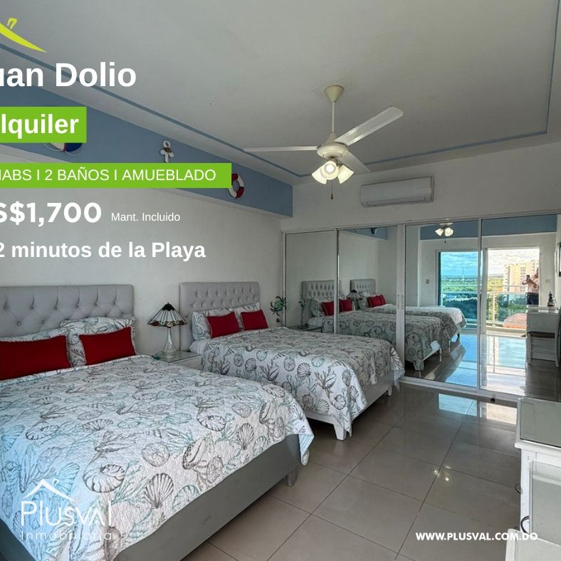 Alquilo hermoso apartamento en 2da linea de playa totalmente amueblado 407568