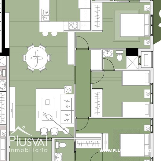 Modernos apartamentos en venta, en el centro de Naco de 2 habitaciones + estudio 281960