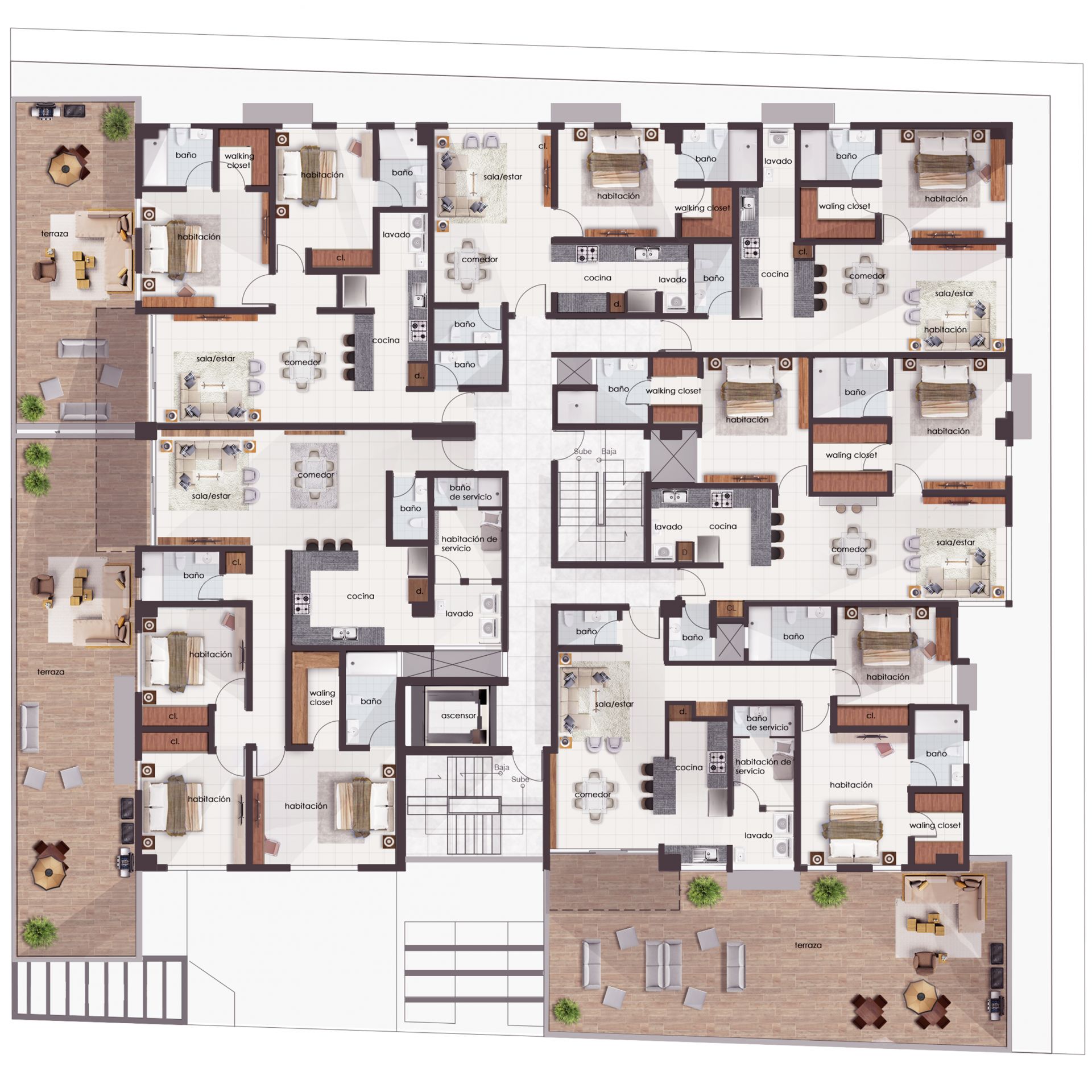 Apartamento de 2 habitaciones en segunda planta con amplia terraza en la Zona Universitaria 202039