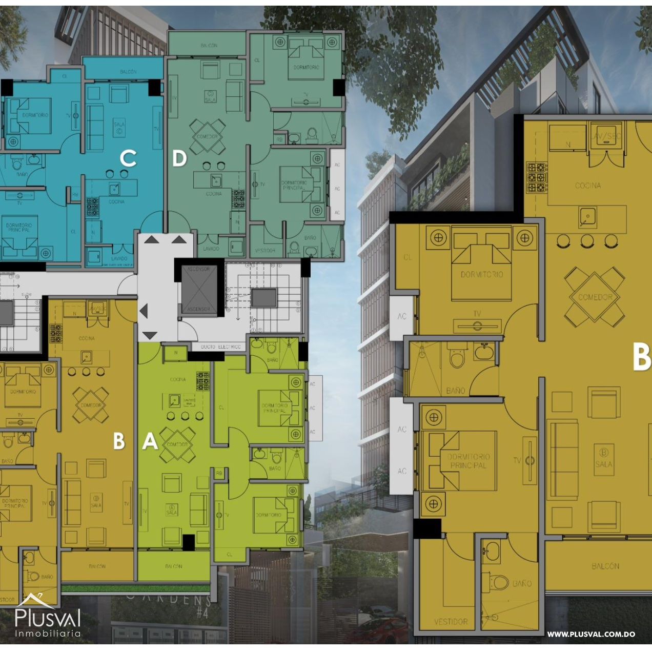 Proyecto de apartamentos de 2 habitaciones en Torre moderna del Ensanche Naco 390950