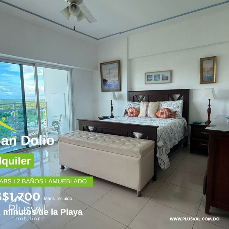 Alquilo hermoso apartamento en 2da linea de playa totalmente amueblado 407565