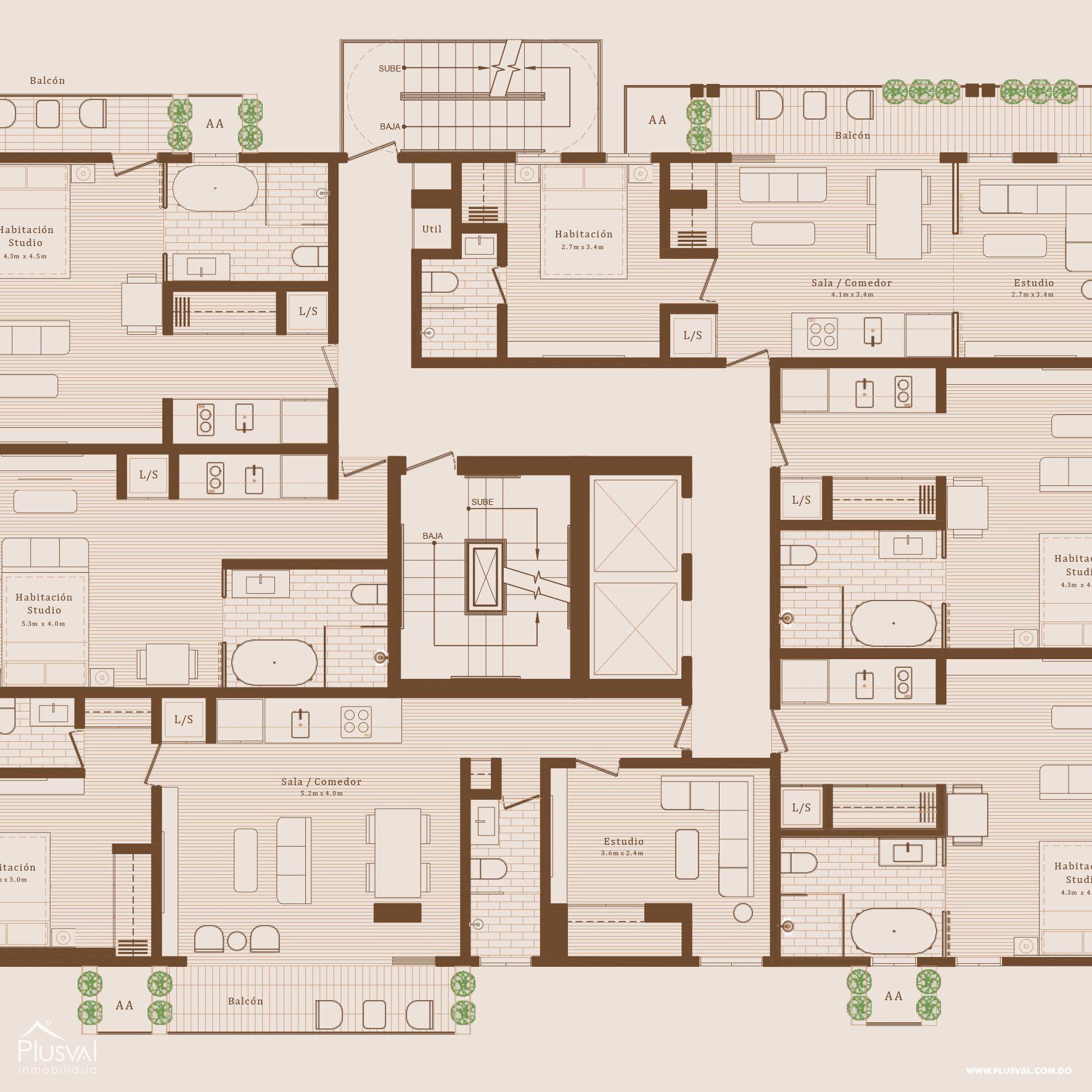 Apartamento en venta en Piantini de 1 habitación 272376