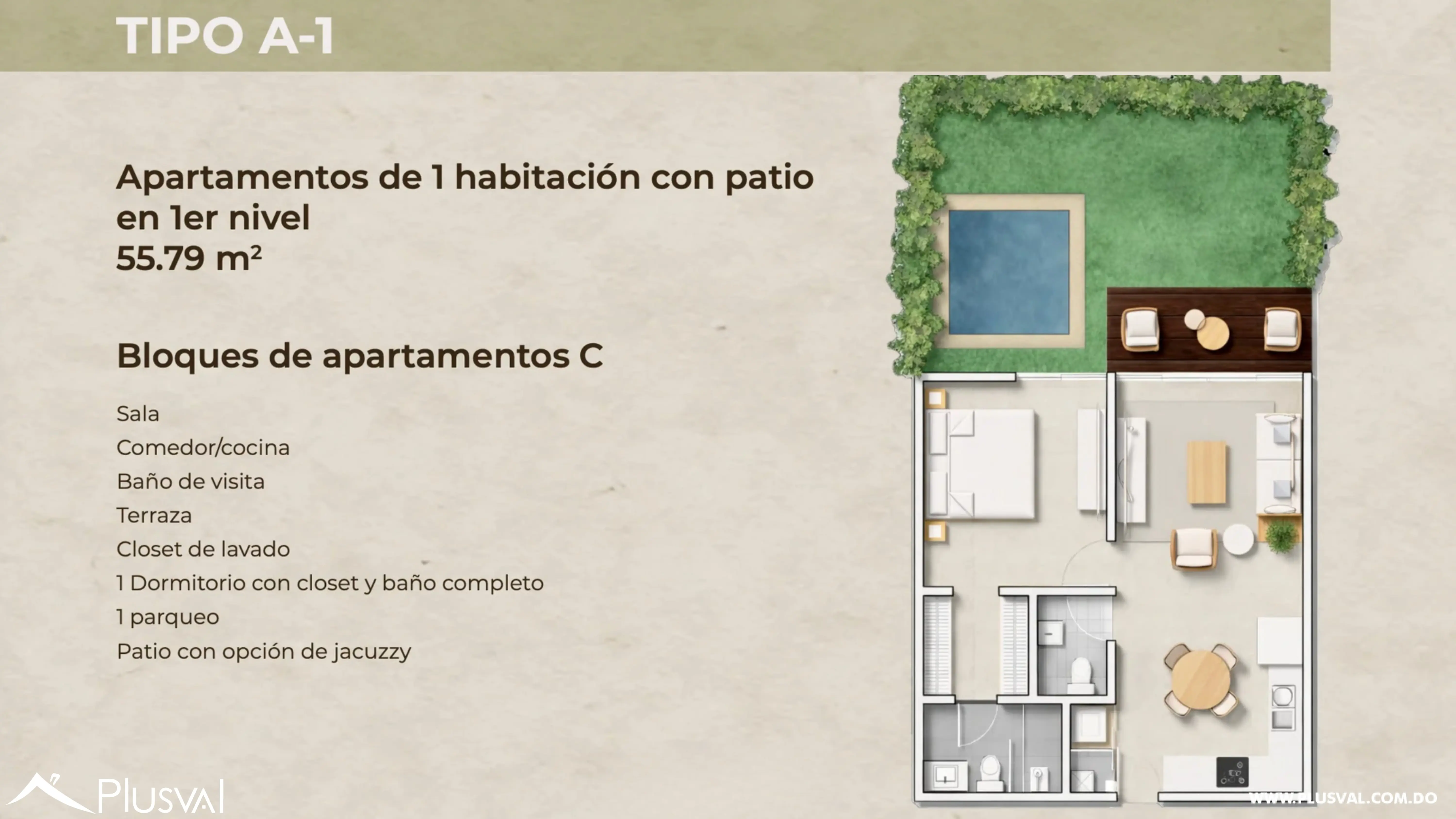 Apartamento de 1 habitación en Vista Cana con linea blanca 509884