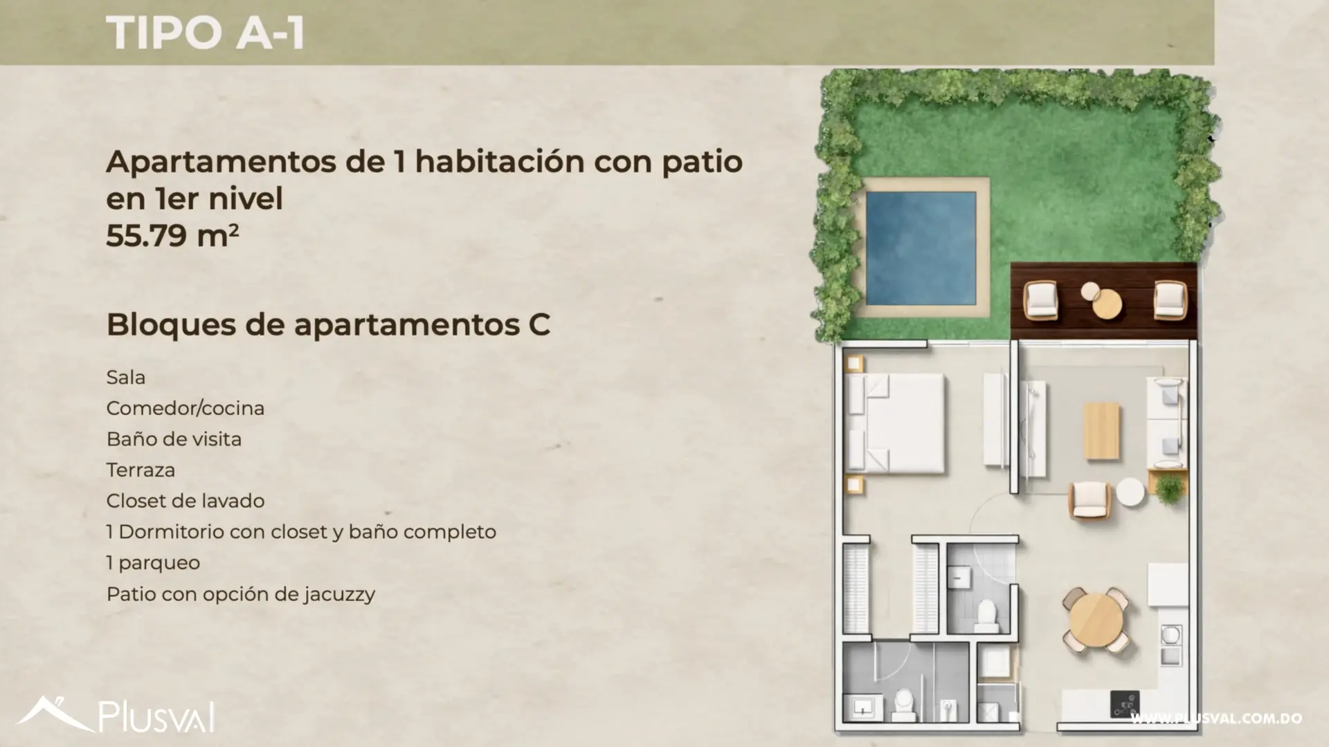 Apartamento de 1 habitación en Vista Cana con linea blanca 509884