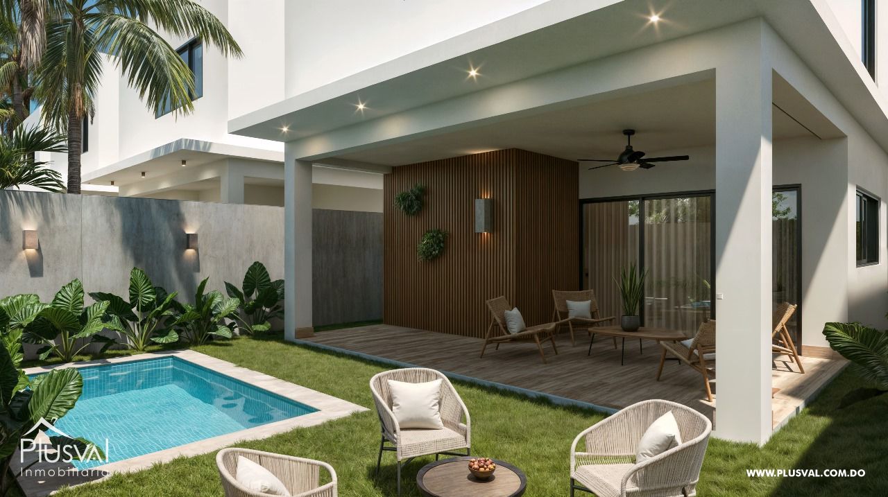 Townhouse de 3 habitaciones en Costa Cana – Con patio, terraza y piscina privada 463510