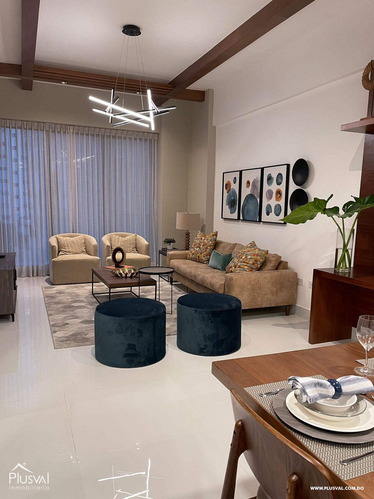 Apartamento de 1 habitación en alquiler + estudio amueblado en Piantini 289492