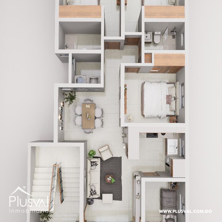 Apartamento en planos con patio privado, ubicado en zona residencial de Santiago, 406980