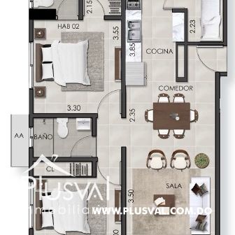 Apartamento a estrenar en Evaristo Morales; 2 habitaciones + área social 431772