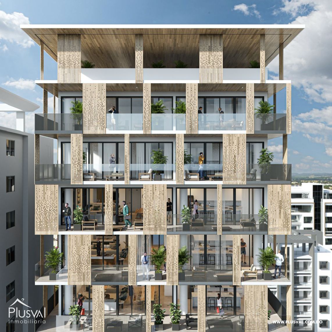 Lujosa torre, con un apartamento por piso en Naco 454175