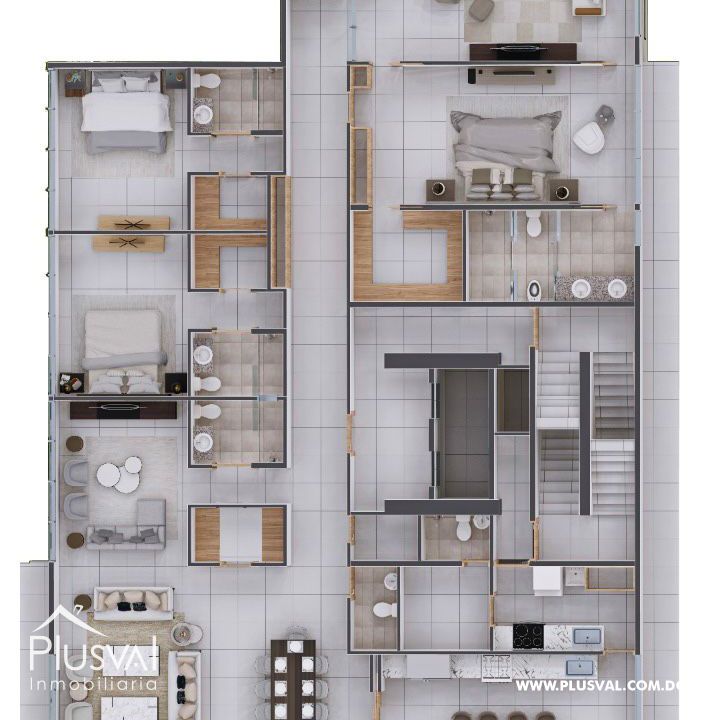 Lujosa torre, con un apartamento por piso en Naco 454178