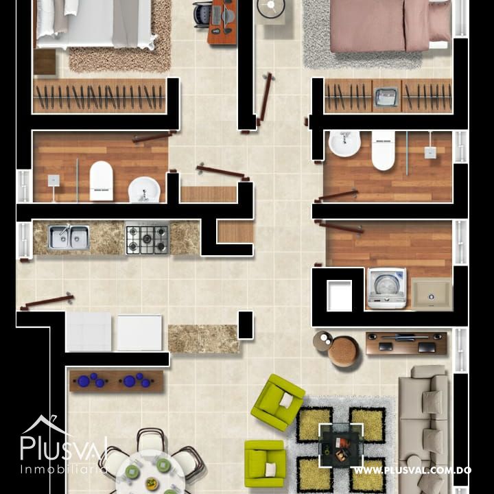Apartamentos de 2 y 3 habitaciones a 5 minutos de la playa. 221551
