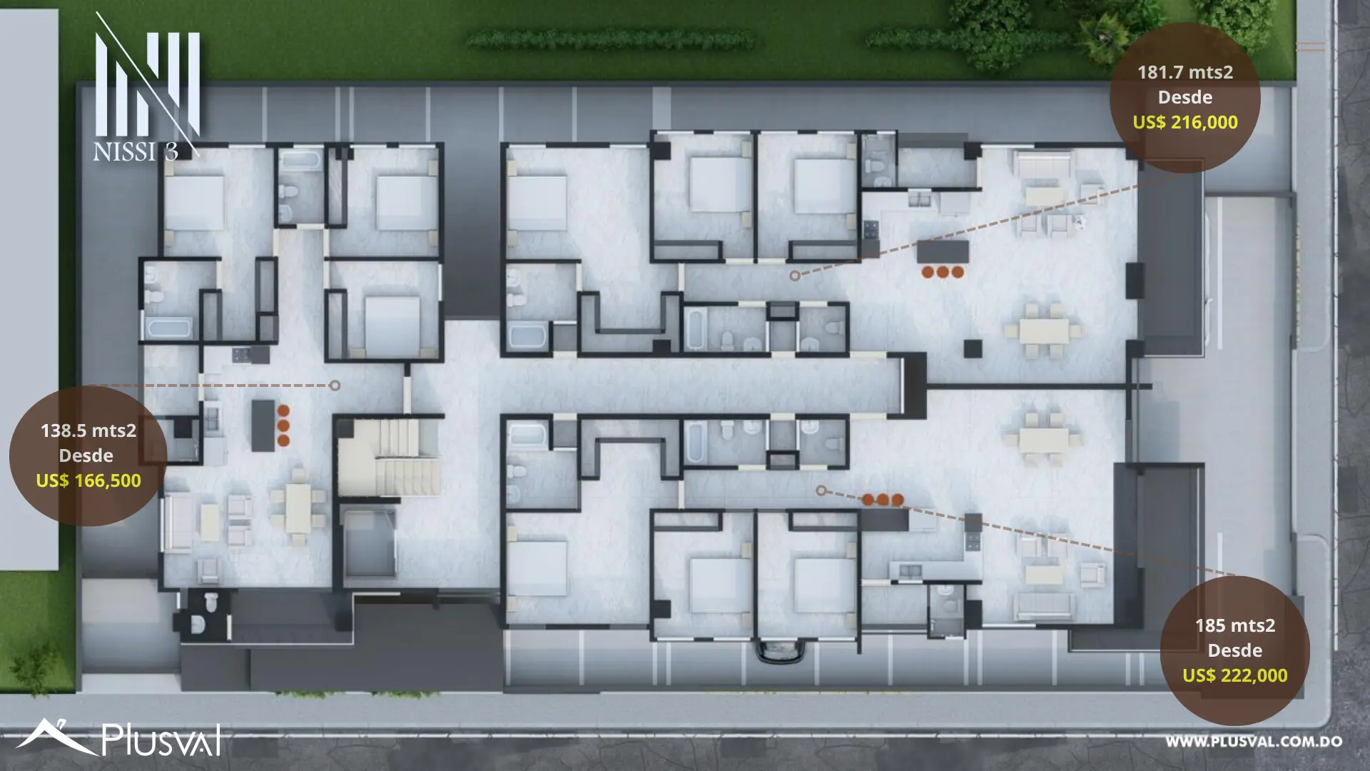 Apartamentos de 3 habitaciones en Caleta, La Romana. 471745