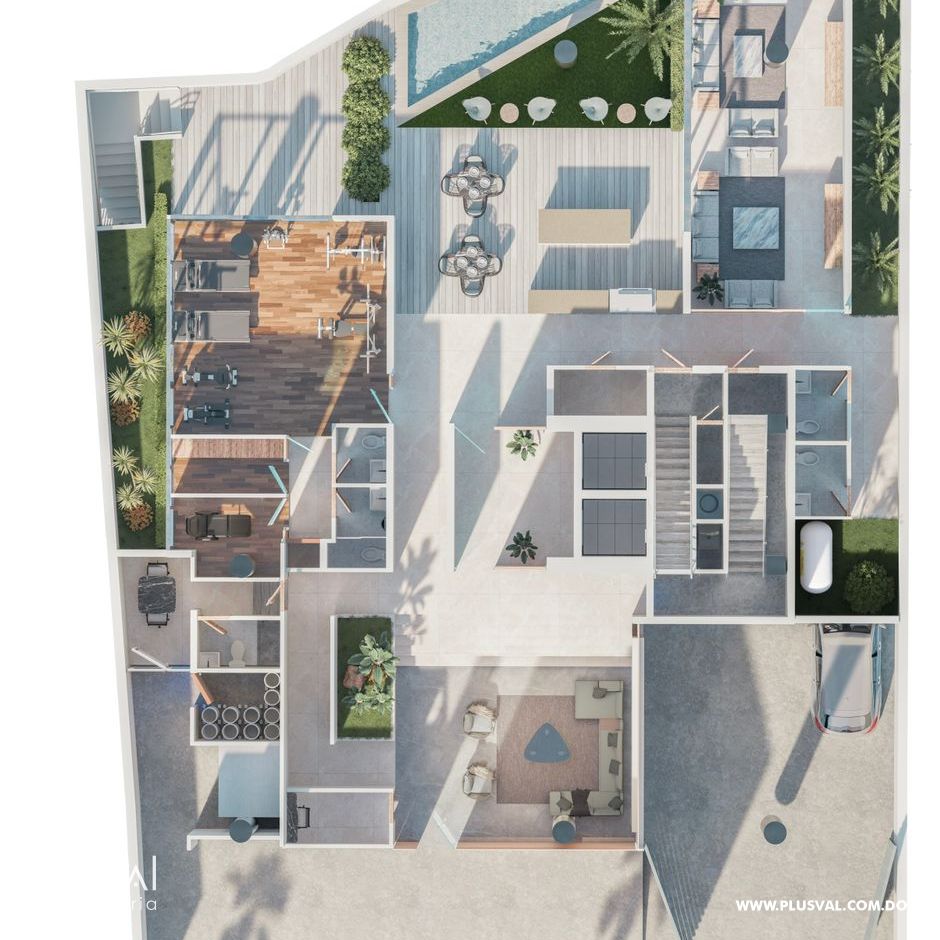 Lujosa torre, con un apartamento por piso en Naco 454180