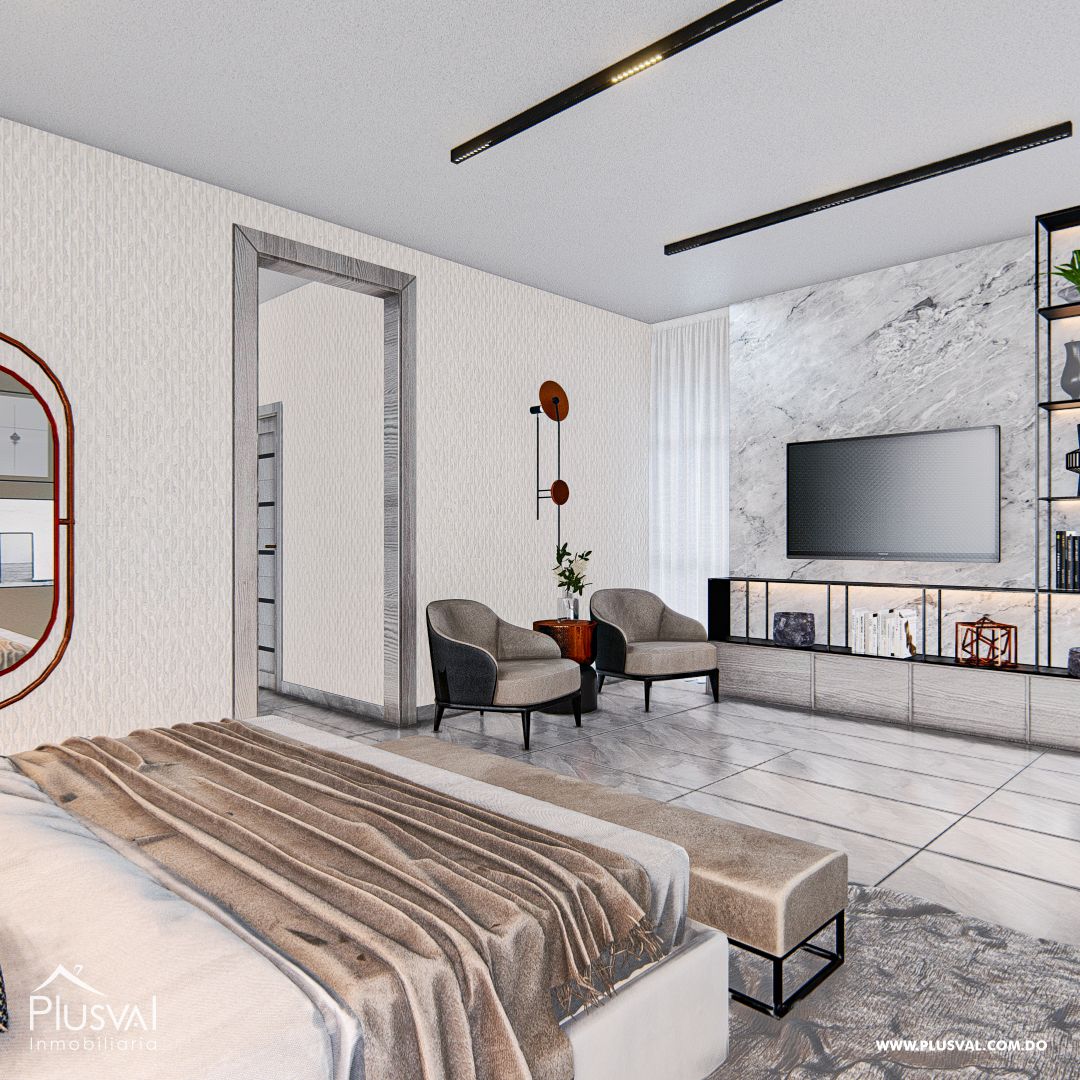 Casa moderna a la venta, con 2 niveles en residencial seguro de Licey al Medio. 305316