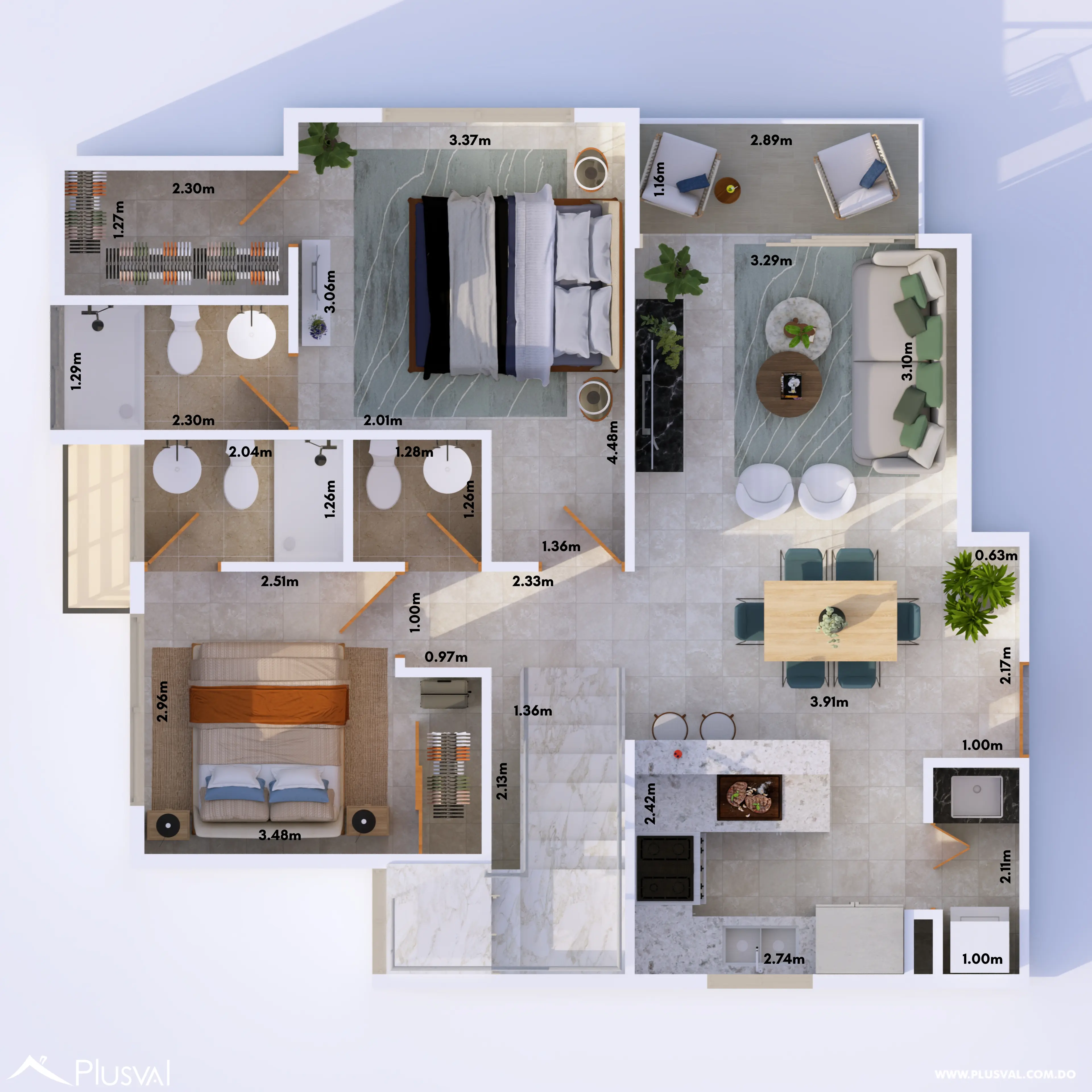 PENTHOUSE CON TERRAZA DE 3 HABITACIONES DE CORALES DE PALMARE BAVARO 519064