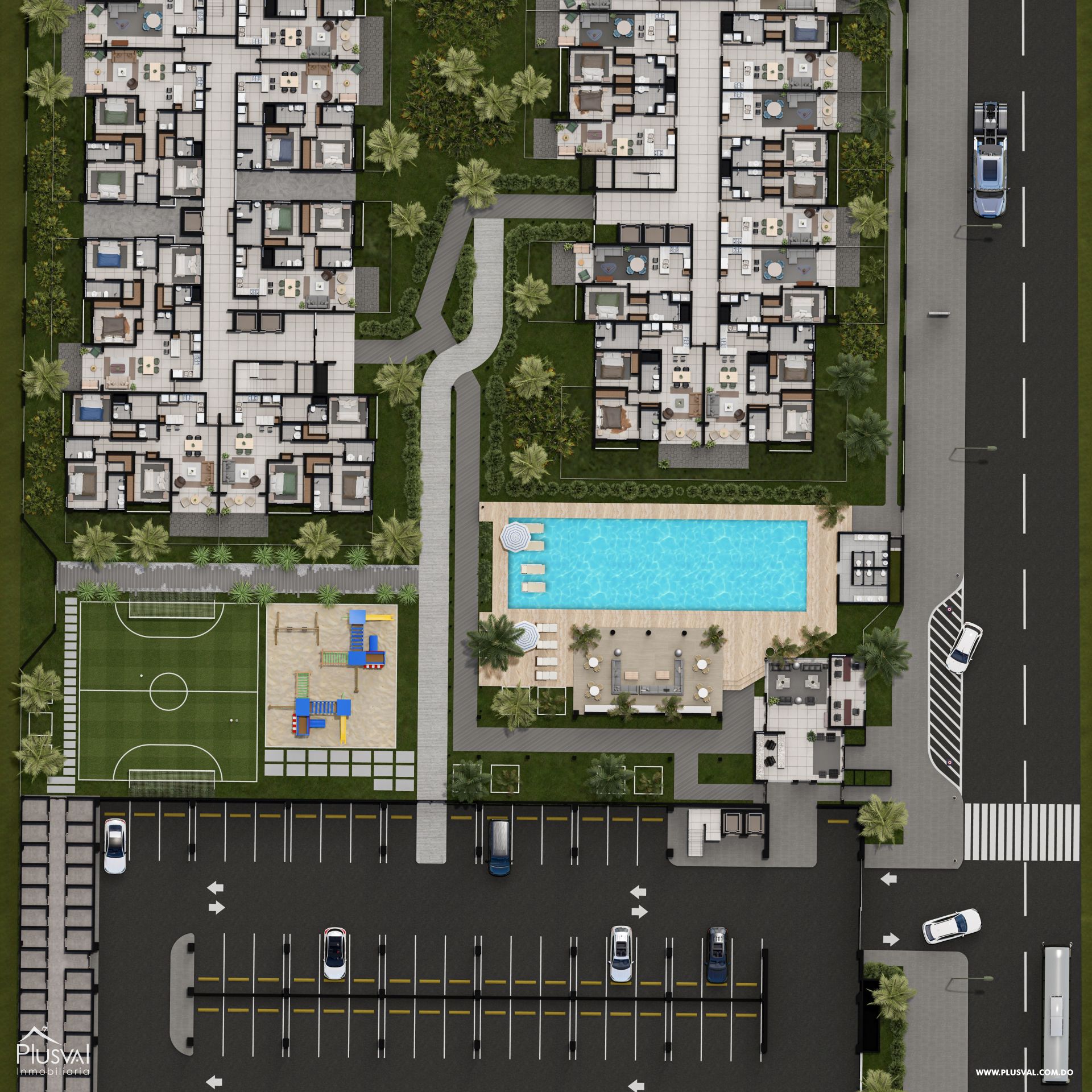 Impresionante apartamento de 2 habitaciones en venta en un oasis urbano en el corazón de Santo Domingo 343058