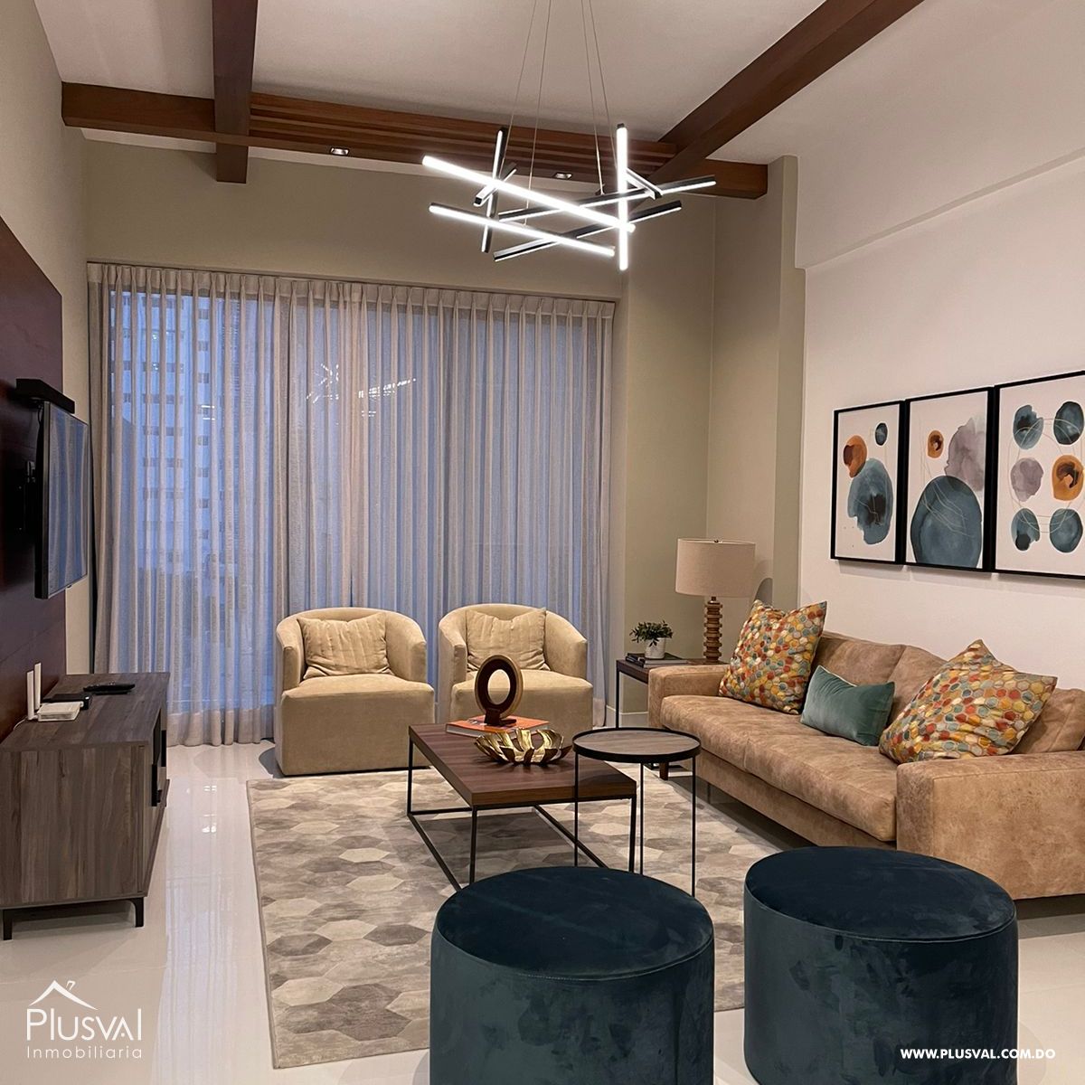 Apartamento de 1 habitación en alquiler + estudio amueblado en Piantini 289500