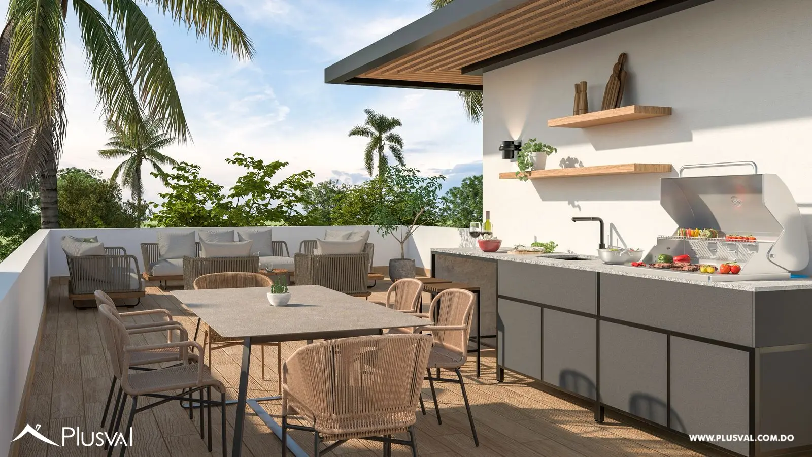 Townhouse de 3 habitaciones en Costa Cana – Con patio, terraza y piscina privada 463497