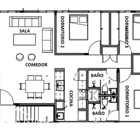Venta de apartamento de 3 habitaciones en la Urbanización De los Doctores 299876