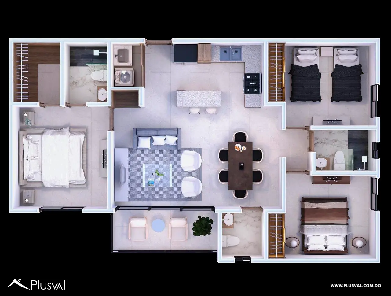Apartamento en venta de 3 habitaciones en Llanos de Gurabo 509655