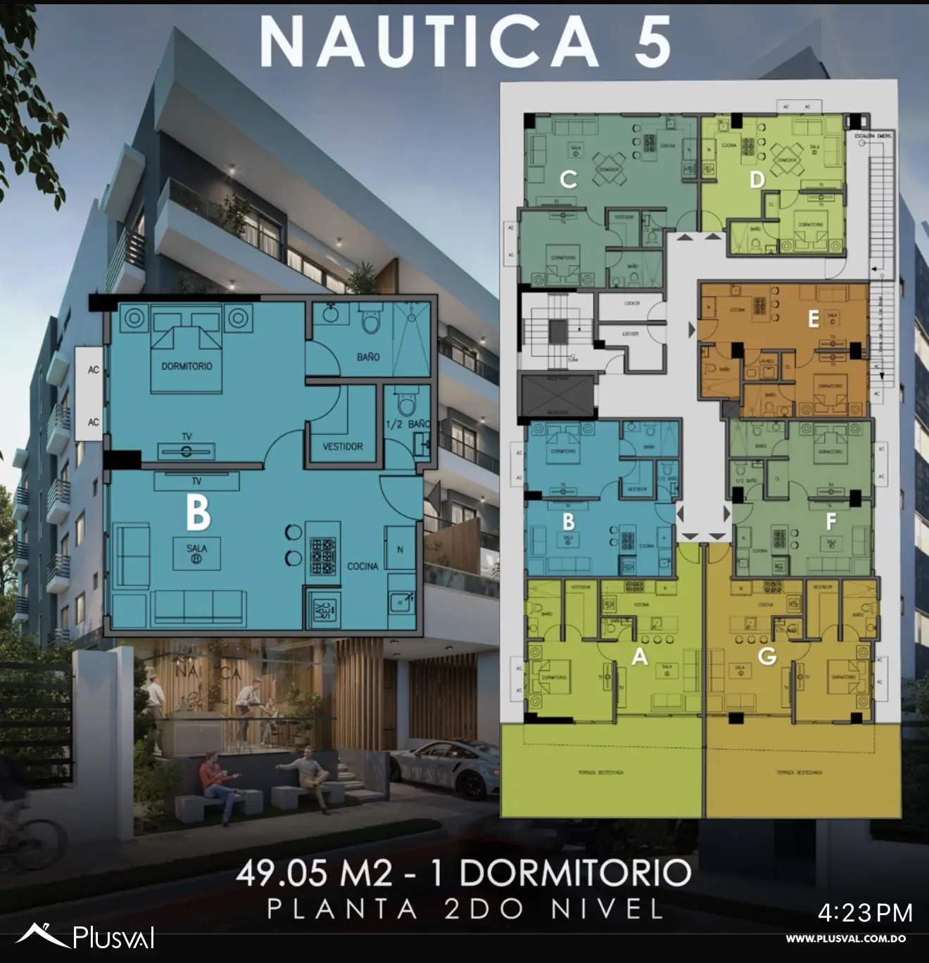 Apartamentos en planos, en venta, todos de 1 habitación 508897