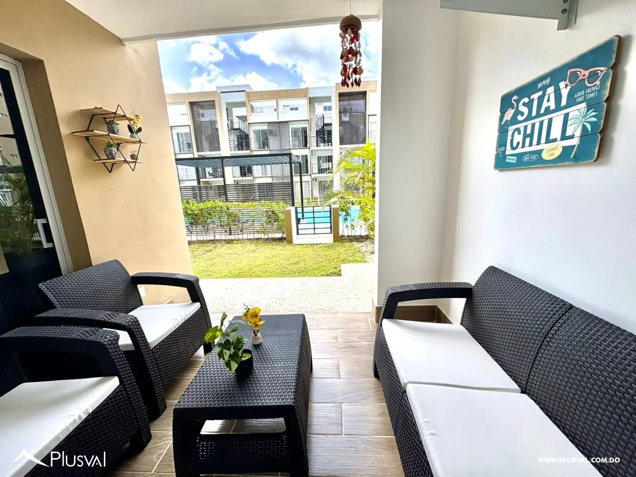 Apartamento en alquiler – Primer nivel con patio y acceso directo a la piscina | Canas del Este, Bávaro 512536