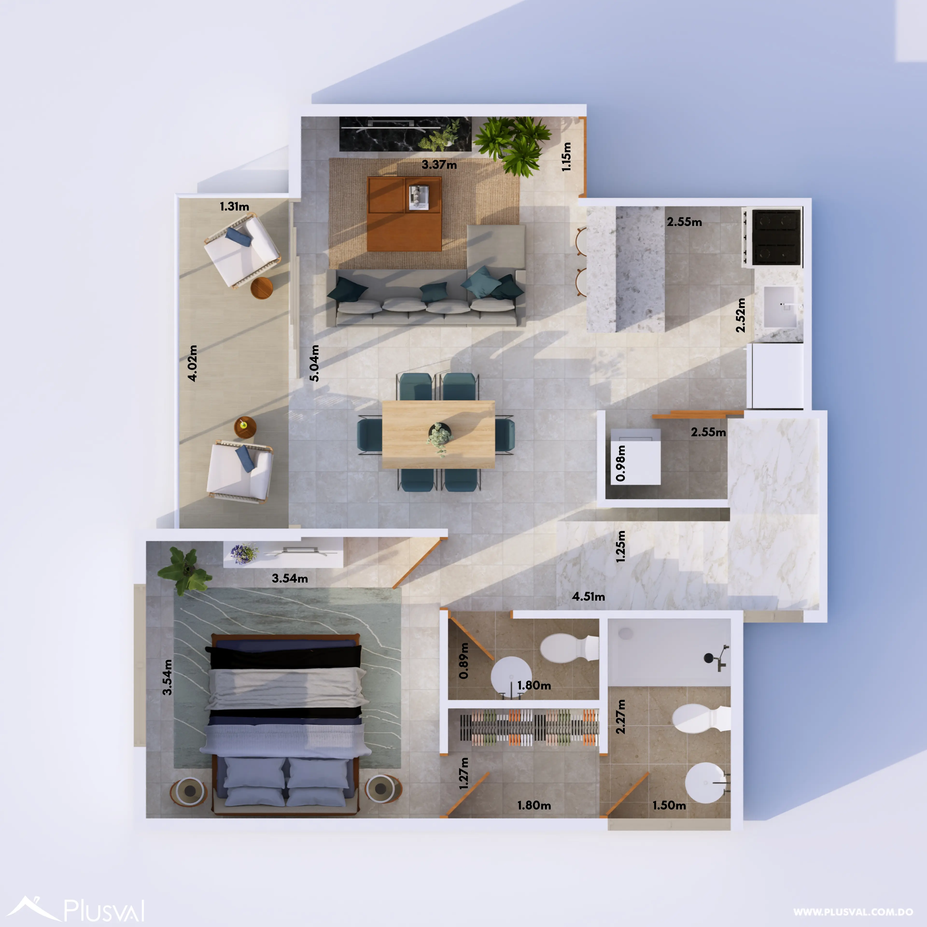 PENTHOUSE CON TERRAZA DE 2 HABITACIONES DE CORALES DE PALMARE BAVARO 519016